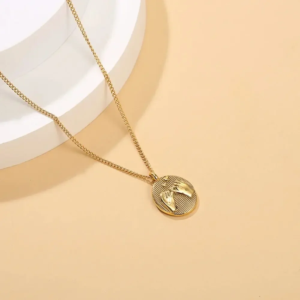 Pinky Promise Oval Pendant Necklace Friendship Gift For Her 18K Gold Plated - Picture 12 of 13